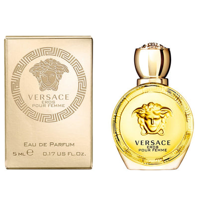 'Versace Eros Pour Femme" is the fragrant seductress of the God of love - Eros. The fragrance suggests the strength of a woman. The scent opens with Sicilian lemon, Calabrian bergamot, and pomegranate accords, with a core of lemon, sambac jasmine absolute, jasmine infusion, and peony. The base contains sandalwood, ambrox, musk, and different woody notes.   Know this fragrance and fall in love with the scent - a special perfume.