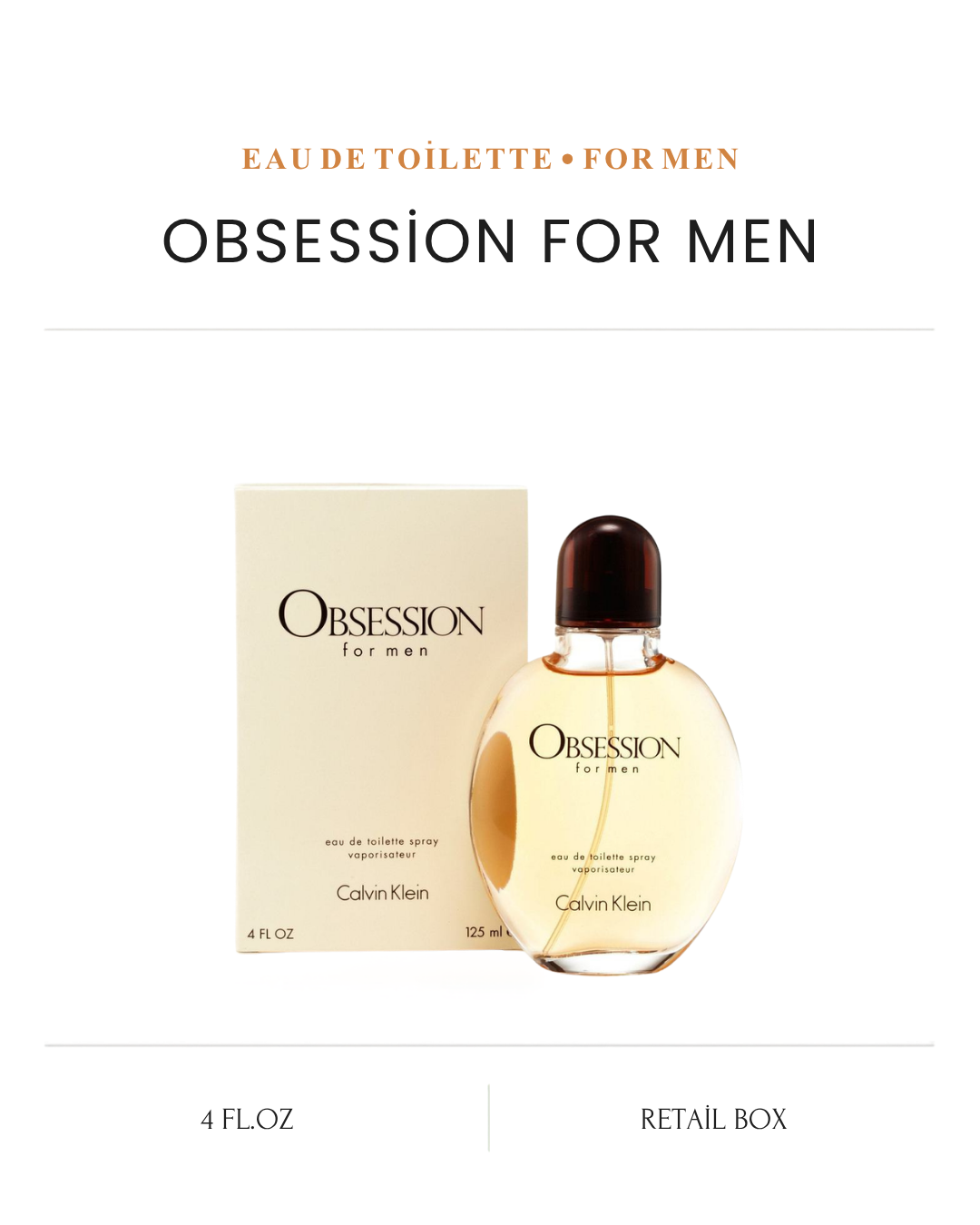 Obsession Eau De Toilette Spray By Calvin Klein – 4 oz Eau De Toilette Spray