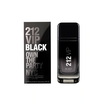 212 VIP Black Eau De Parfum by Carolina Herrera - Bold and Intense Men's Fragrance with Aromatic Fougère Notes, Lavender and Black Vanilla, Sleek Matte Black Bottle, 100 ml