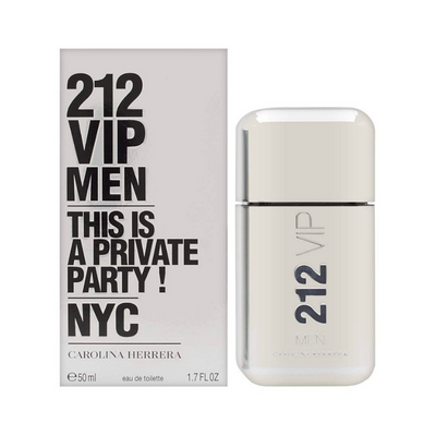212 VIP Eau De Toilette Spray by Carolina Herrera for Men - Sophisticated and Urban Fragrance with Vibrant Woody, Spicy, and Amber Notes, Iconic Silver Bottle, 50 ml