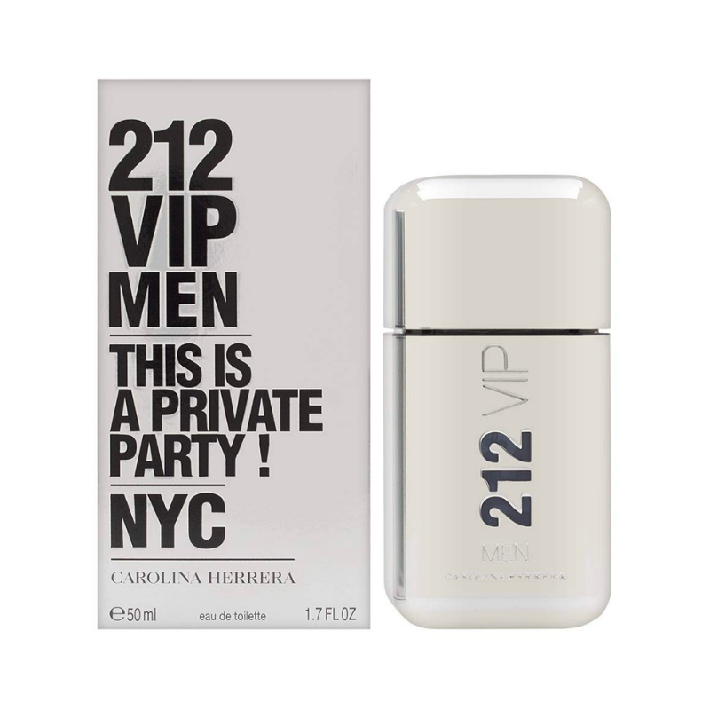212 VIP Eau De Toilette Spray by Carolina Herrera for Men - Sophisticated and Urban Fragrance with Vibrant Woody, Spicy, and Amber Notes, Iconic Silver Bottle, 50 ml
