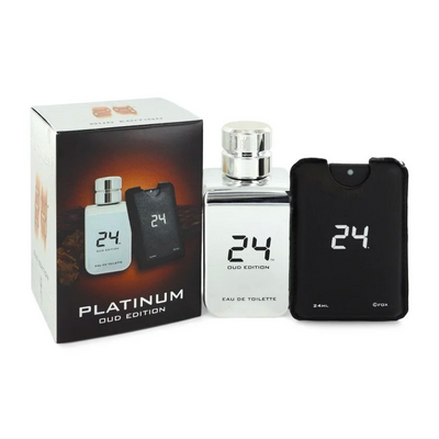 24 Platinum Oud Edition Eau De Toilette Concentree Spray - Opulent Unisex Fragrance with Rich Oud, Woody, and Spicy Notes, Elegant and Bold Bottle Design