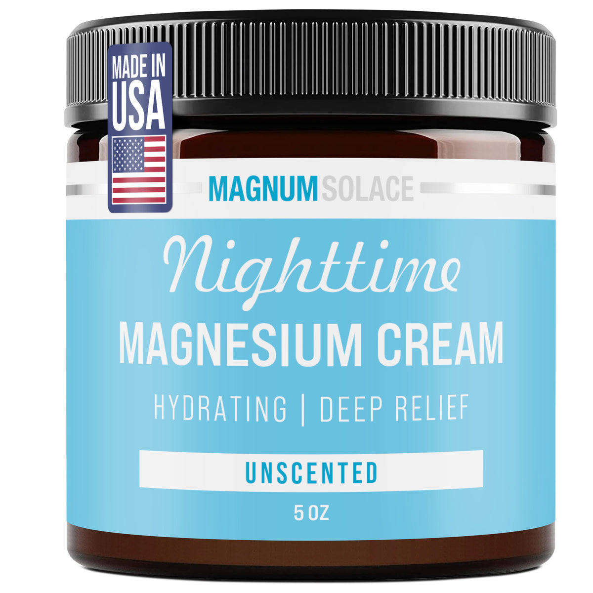 Nighttime Magnesium Cream by Magnum Solace, 5 oz Lotion- Unscented