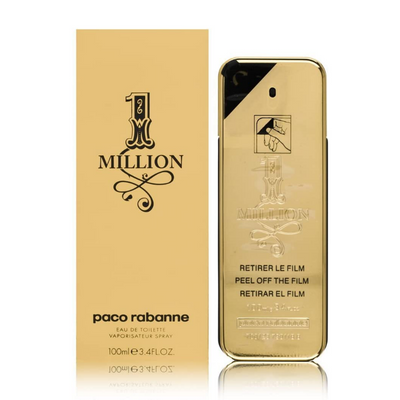 1 Million Eau De Toilette Spray by Paco Rabanne - Iconic Men's Fragrance with a Blend of Spicy Leather, Warm Cinnamon, and Amber Notes, Gold Bar Bottle