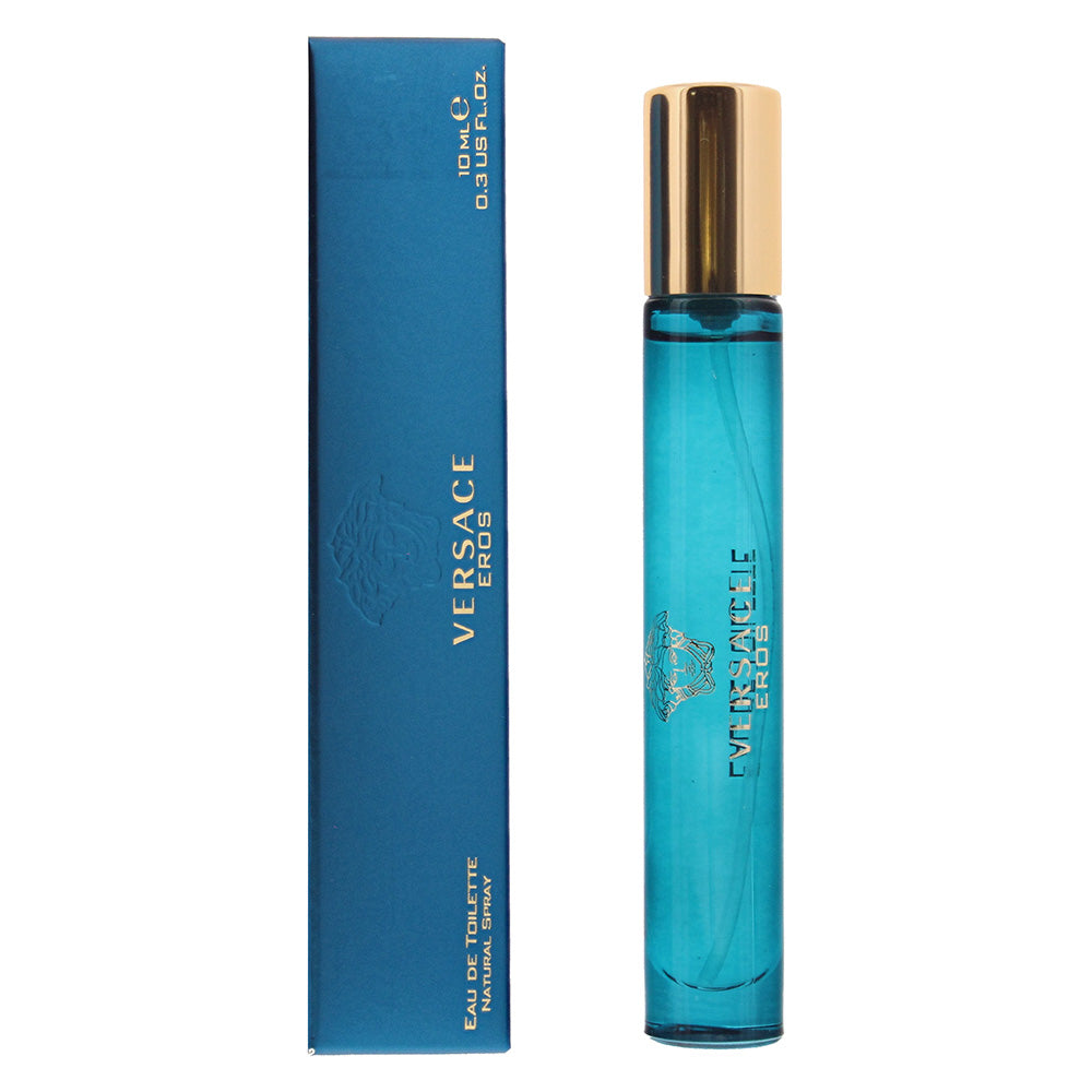 "Versace Eros" is a rich fragrance for distinctive gentlemen. This fresh woody scent has a classic oriental feeling that is bold and adventurous, featuring a hint of mint oil, green apple, and Italian lemon with unique notes of geranium flowers and Venezuelan ambroxan in a juicy, luscious mixture that sticks to your body throughout the day.  Know this fragrance and fall in love with the scent - a special perfume.