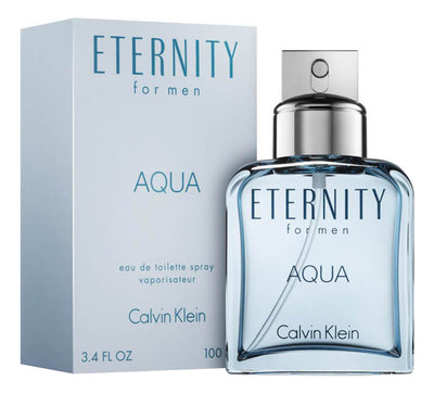 Eternity Aqua Cologne is an oceanic perfume made for warm, sunny days. The pinnacle notes are cool cucumber, citruses, lotus, and green leaves. The heart has a touch of Sichuan pepper, mirabelle plum, lavender, and cedar.  Know this fragrance and fall in love with the scent - a special perfume.