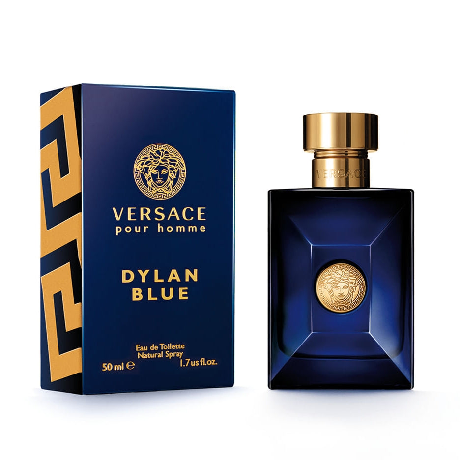 "Versace Pour Homme Dylan Blue" is a famous masculine fragrance that provides a soft harmony of citrus, zesty, and musk accords, making a perfect day-to-day fragrance. The top notes are water, grapefruit, fig, and bergamot, followed by a mix of floral and woodsy violet leaf, papyrus, patchouli, black pepper, and ambroxan.  Know this fragrance and fall in love with the scent - a special perfume.