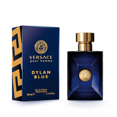 "Versace Pour Homme Dylan Blue" is a famous masculine fragrance that provides a soft harmony of citrus, zesty, and musk accords, making a perfect day-to-day fragrance. The top notes are water, grapefruit, fig, and bergamot, followed by a mix of floral and woodsy violet leaf, papyrus, patchouli, black pepper, and ambroxan.  Know this fragrance and fall in love with the scent - a special perfume.