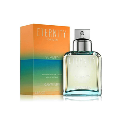 Calvin Klein's Eternity for Men Summer 2012  is a cool and calm scent reminiscent of romantic nightfall. Top notes are refreshed fragrances of melon, juniper berry, and chamomile, with a touch of cedar leaves, hyacinth, mimosa, and violet leaves. Base Notes are Patchouli, Amber, Musk, Guiac Wood.  Know this fragrance and fall in love with the scent - a special perfume.