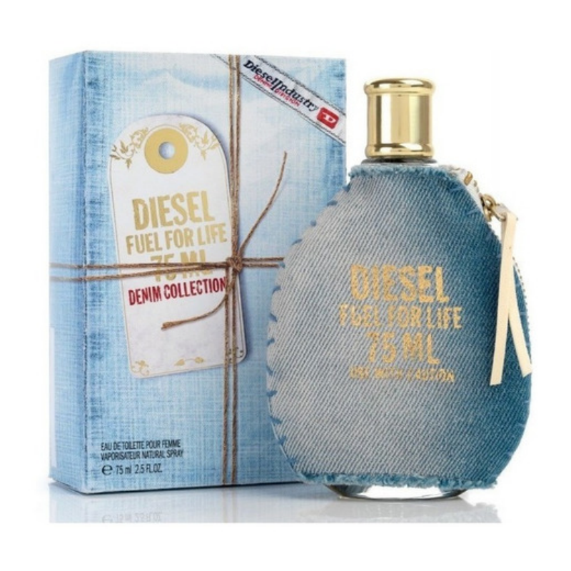 Fuel For Life Denim Perfume by Diesel, Diesel added this summer fragrance to its fuel for life collection in 2011. This woodsy and floral scent is young, vibrant and full of life. It opens with raspberry, is followed by jasmine and closes with grey amber and wood accords.  Know this fragrance and fall in love with the scent - a special perfume.