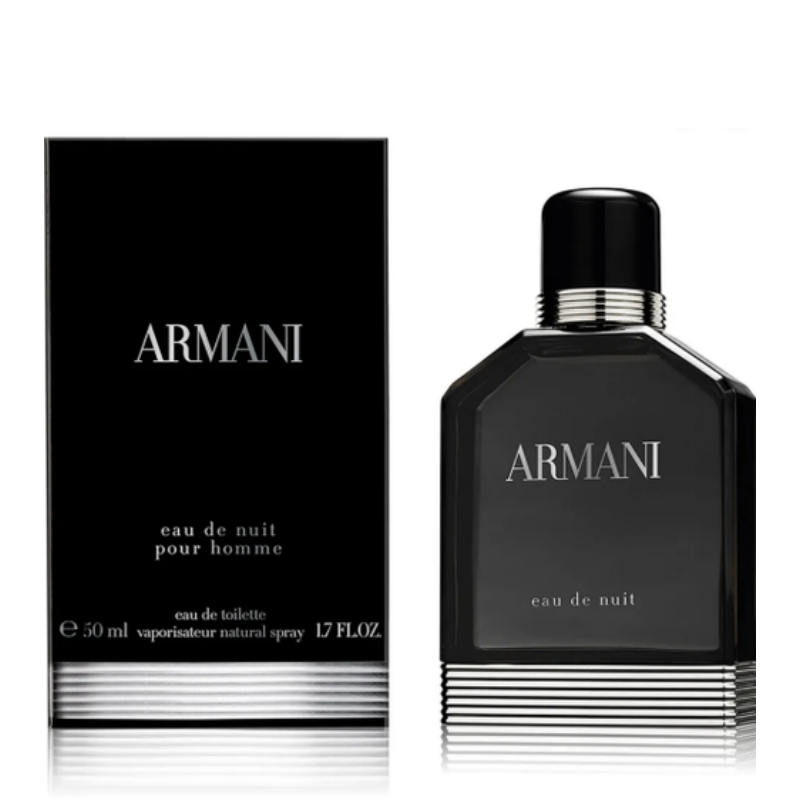 "Armani Eau De Nuit" Cologne is a solid and masculine fragrance featuring hints of cedar and amber. The warm, intense aroma starts with top notes of bergamot that conducts to warm cardamom notes before continuing with dramatic notes of iris, making it an excellent alternative for the man with a tough exterior but a warm heart.  Know this fragrance and fall in love with the scent. A special perfume.