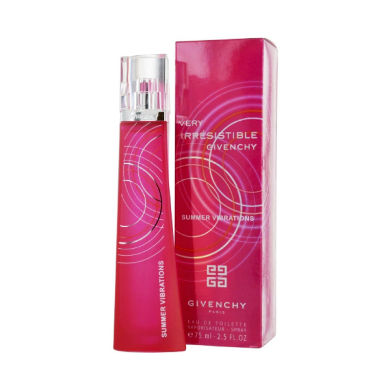 "Very Irresistible Summer Vibrations" is a 2010 perfume by Givenchy. This sensual, alluring, exotic, and compelling feminine scent was designed to attract and intrigue women who love a mysterious yet sexy fragrance.  Know this fragrance and fall in love with the scent - a special perfume.