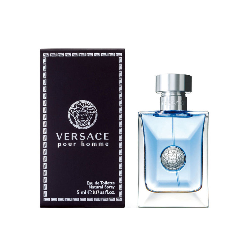 "Versace Pour Homme"  is an exciting contemporary twist on a classic masculine Fougere. It opens with citruses, neroli, bergamot, and petitgrain, followed by hyacinth, clary sage, cedar, and geranium, finishing with tonka bean, musk, and amber. This is a miniature.  Know this fragrance and fall in love with the scent - a special perfume.